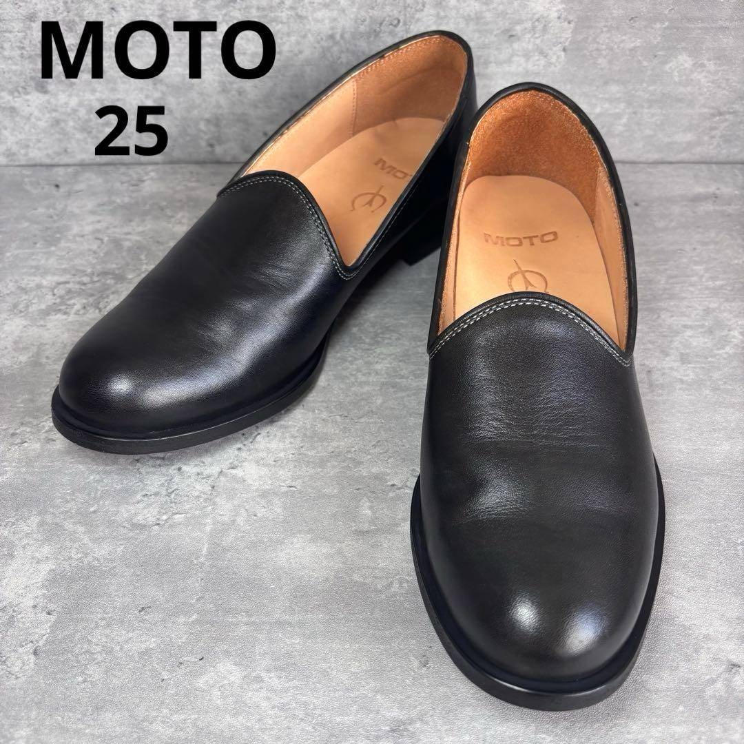 【極美品】MOTO モト スリッポン ブラック 本革　レザーシューズ　一枚革
