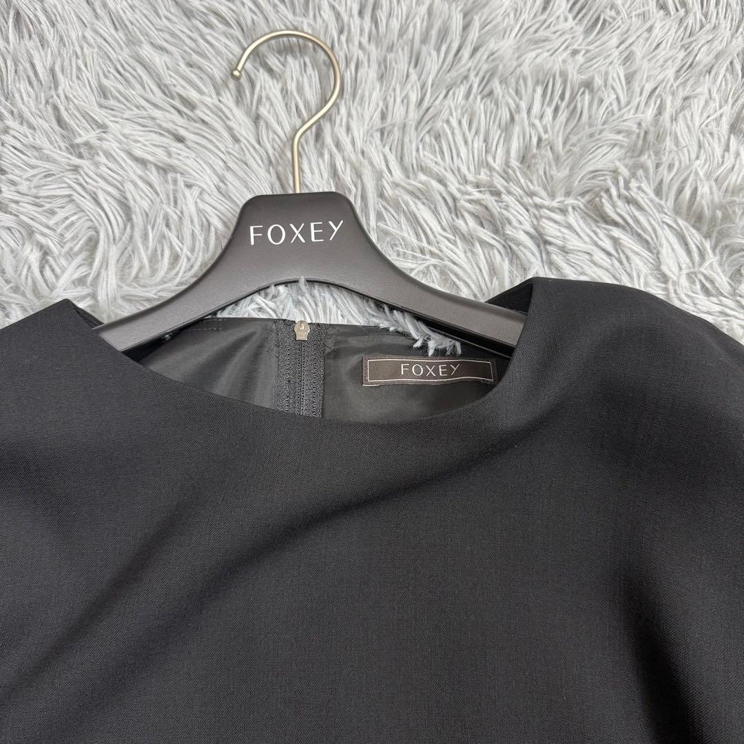 極美品✨定価12万 フォクシー プリーツスリーブドレス ウール ブラック 40