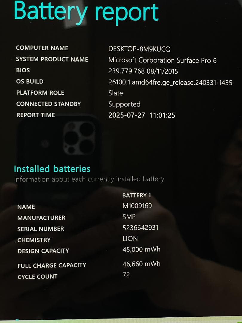 Microsoft Surface Pro 6 メモリ8GB　SSD256GB