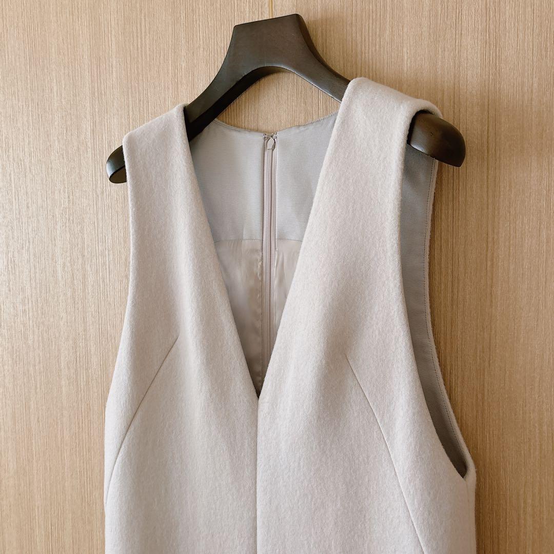 【1255】アナイ　ラッフルヘムジャンパースカート　36 ライトグレー