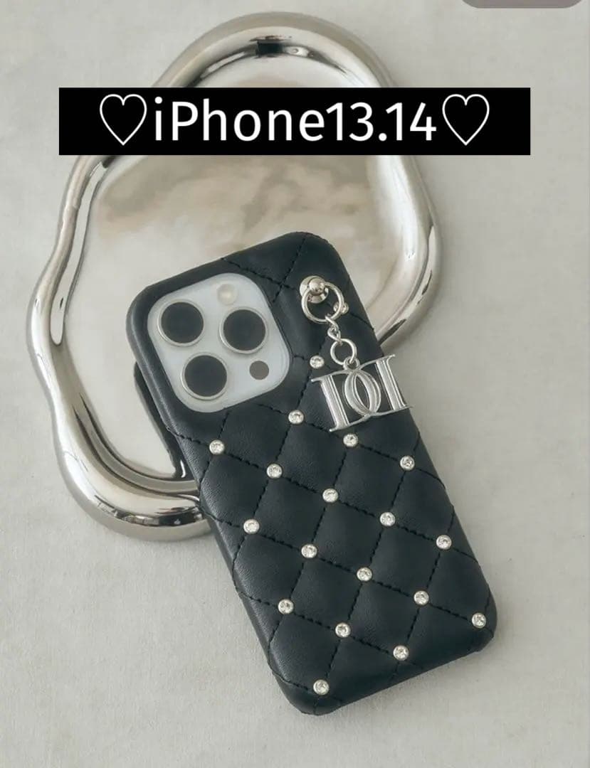 キルティングビジューDDチャーム　iPhoneケース ダーリッチ