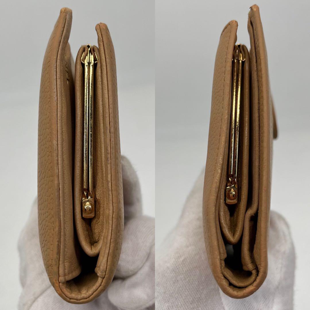 CHANEL 長財布 フラップ ココマーク キャビアスキン がま口 ベージュ