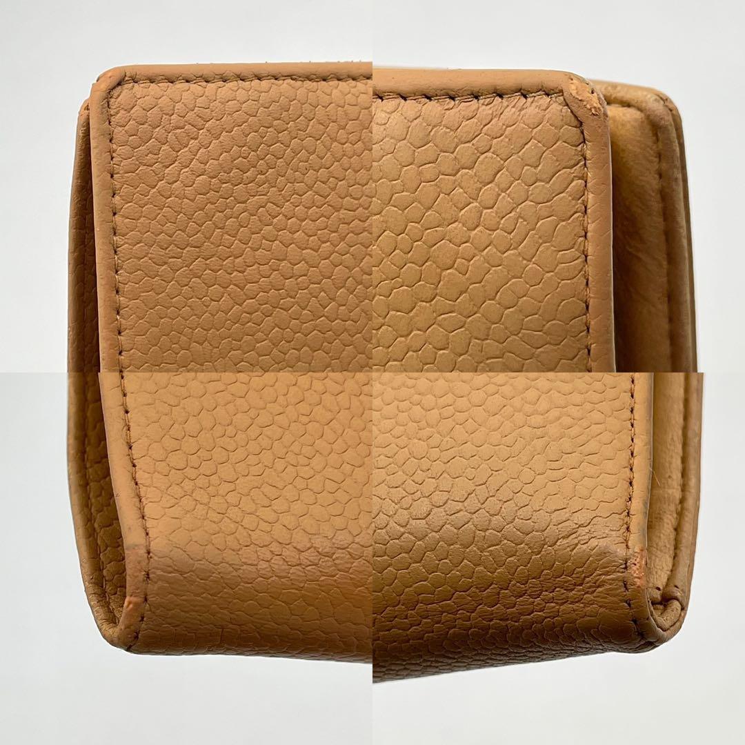 CHANEL 長財布 フラップ ココマーク キャビアスキン がま口 ベージュ