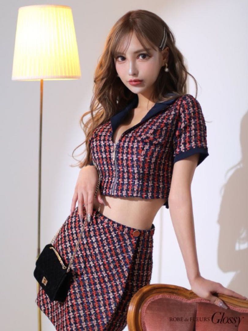 ローブドフルール キャバクラ ドレス セットアップ ツイード ビジュー