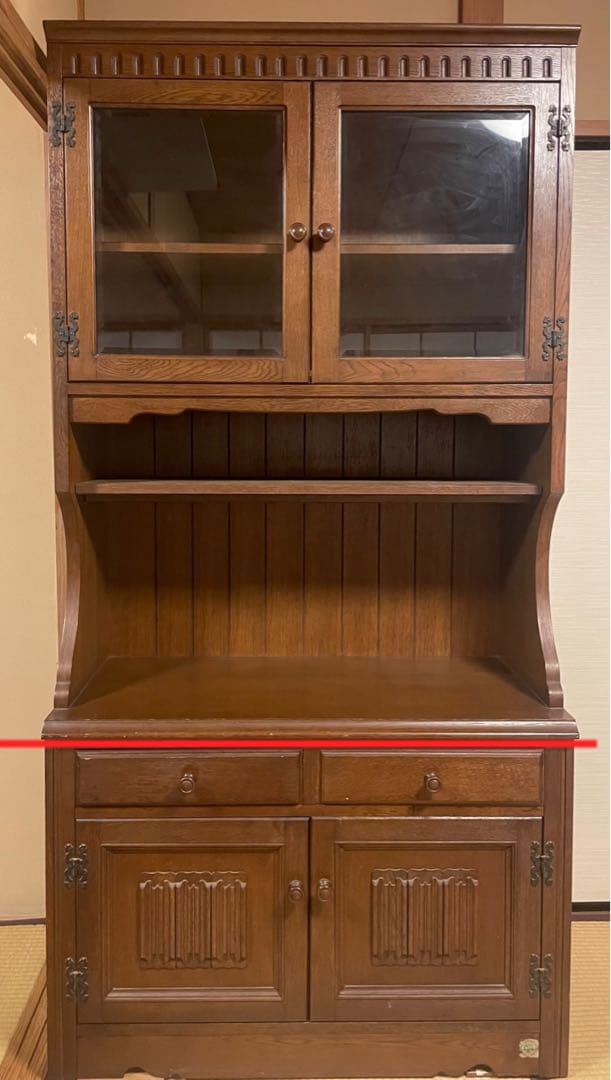 【送料込み】クラシック木製ガラス扉収納棚 アンティーク