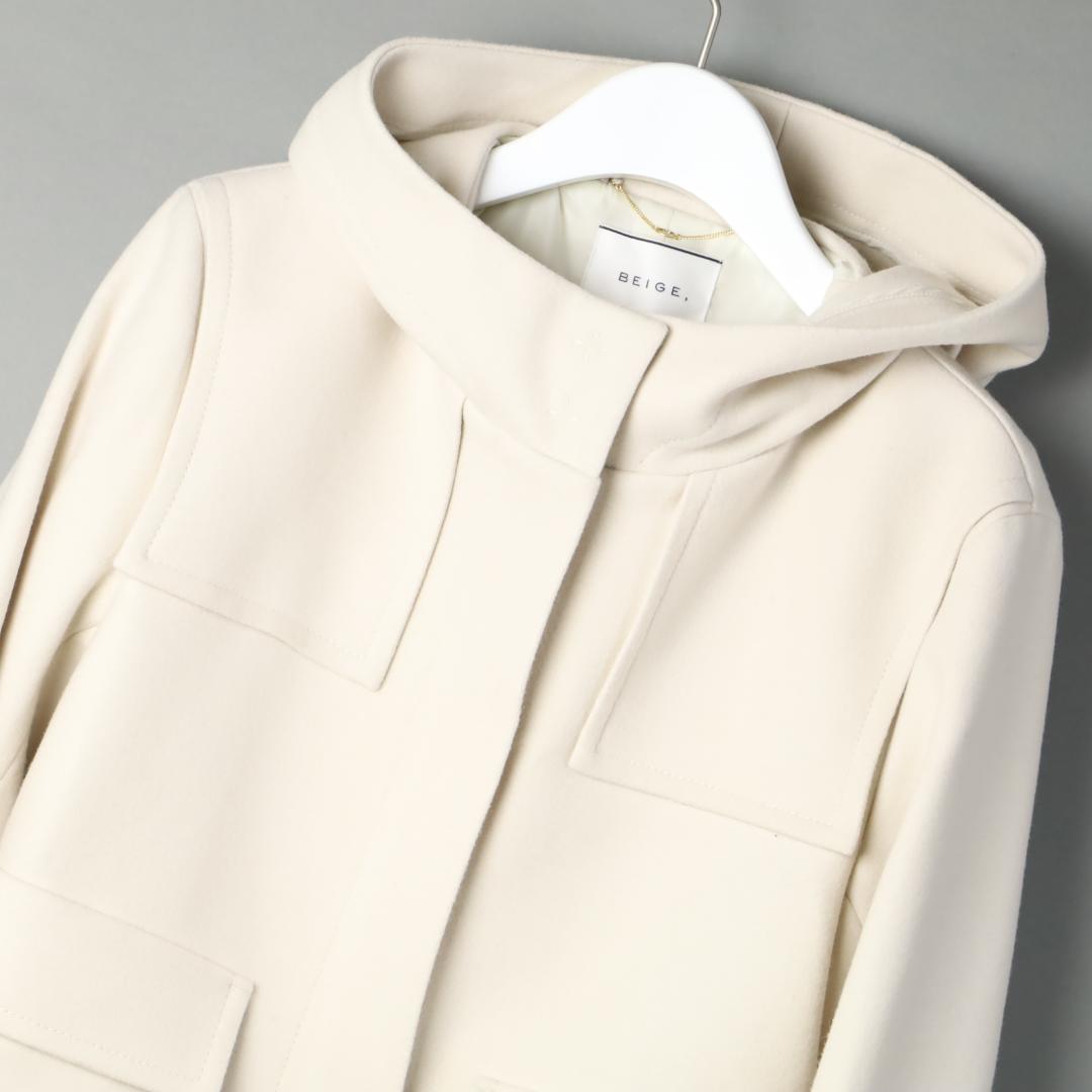 120/352 新品ベイジ ショートコートマフラー