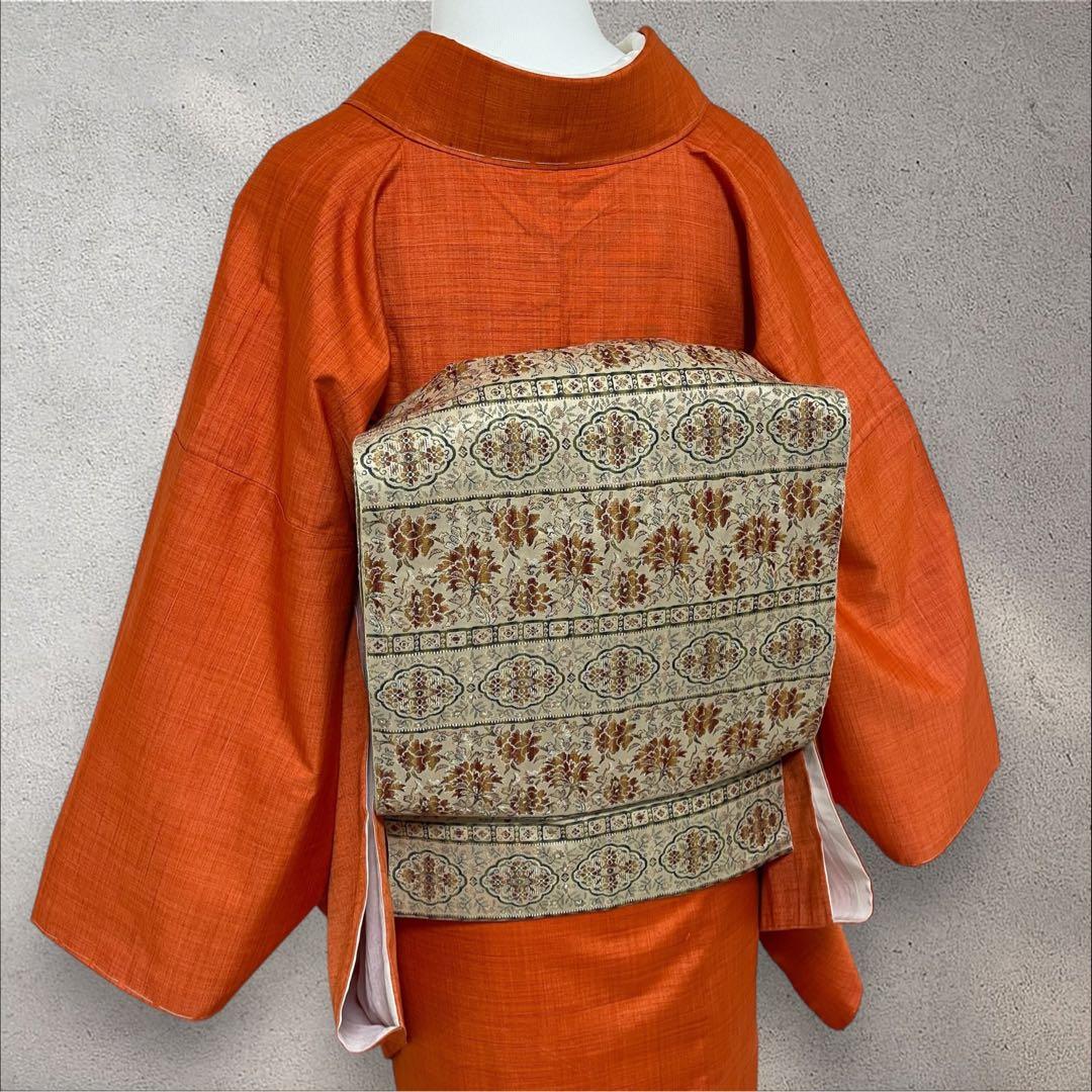 sy258 正絹 色紬 結城紬 ４点フルセット 身丈157裄丈66