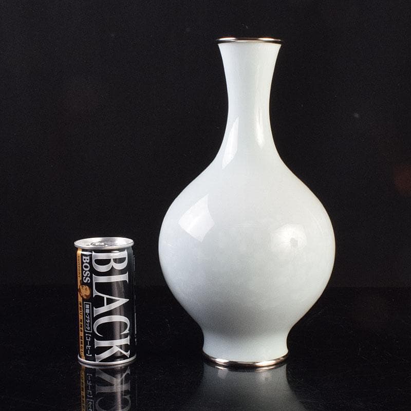 Gojyo　七宝焼　安藤七宝店造　青玉釉唐草文花瓶　共箱　D　R9181H