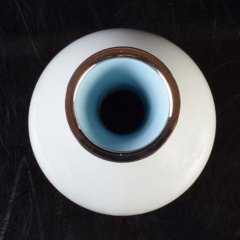 Gojyo　七宝焼　安藤七宝店造　青玉釉唐草文花瓶　共箱　D　R9181H