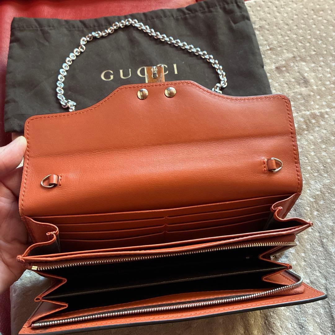 GUCCI ヘビ革 長財布 オレンジ系 値下げしました！