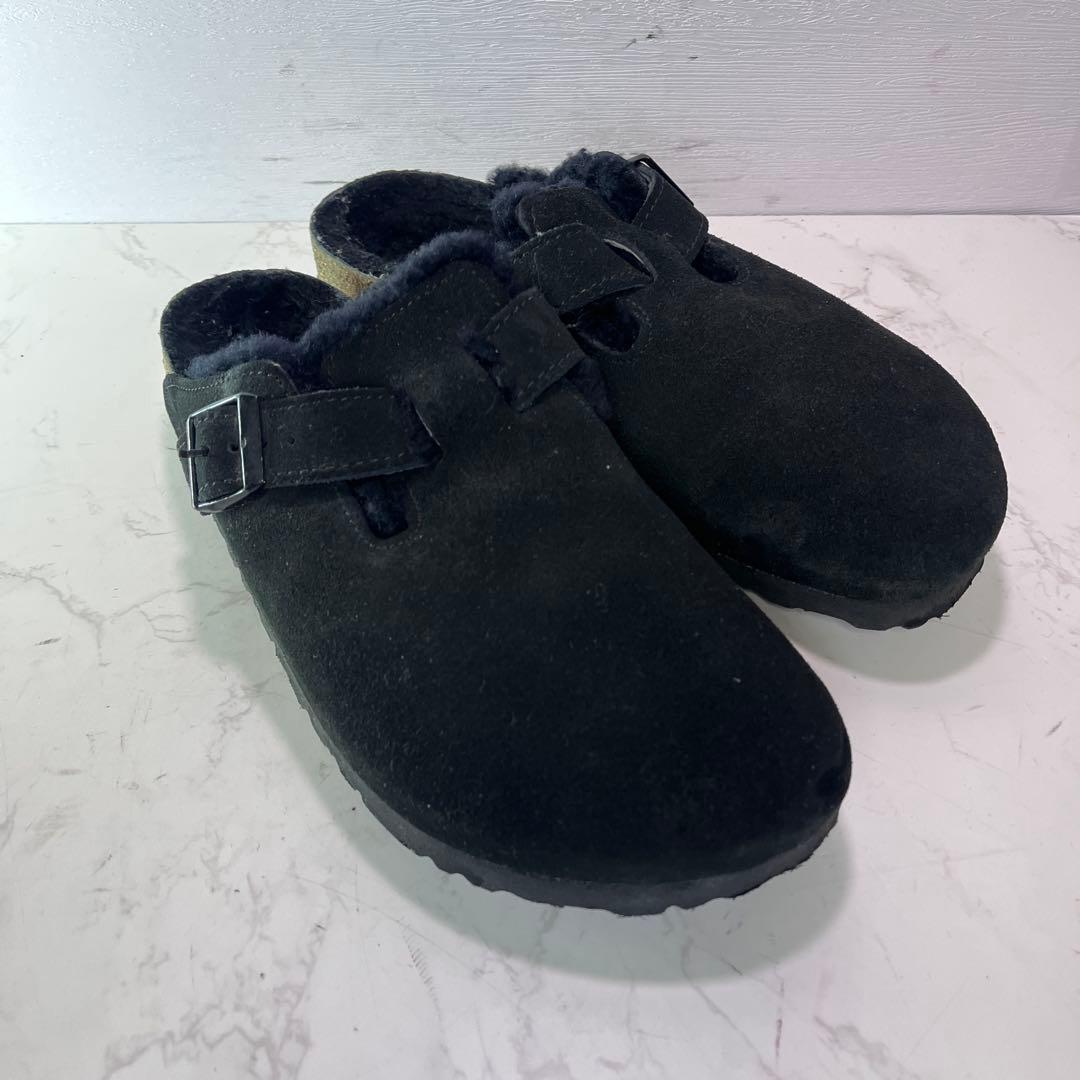 とこ【美品】ビルケンシュトック ボストン ボア付き 黒 39 25cm