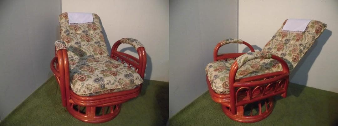 【全国一律送料無料】高級ラタンギア式リクライニング回転座椅子【ハイタイプ】