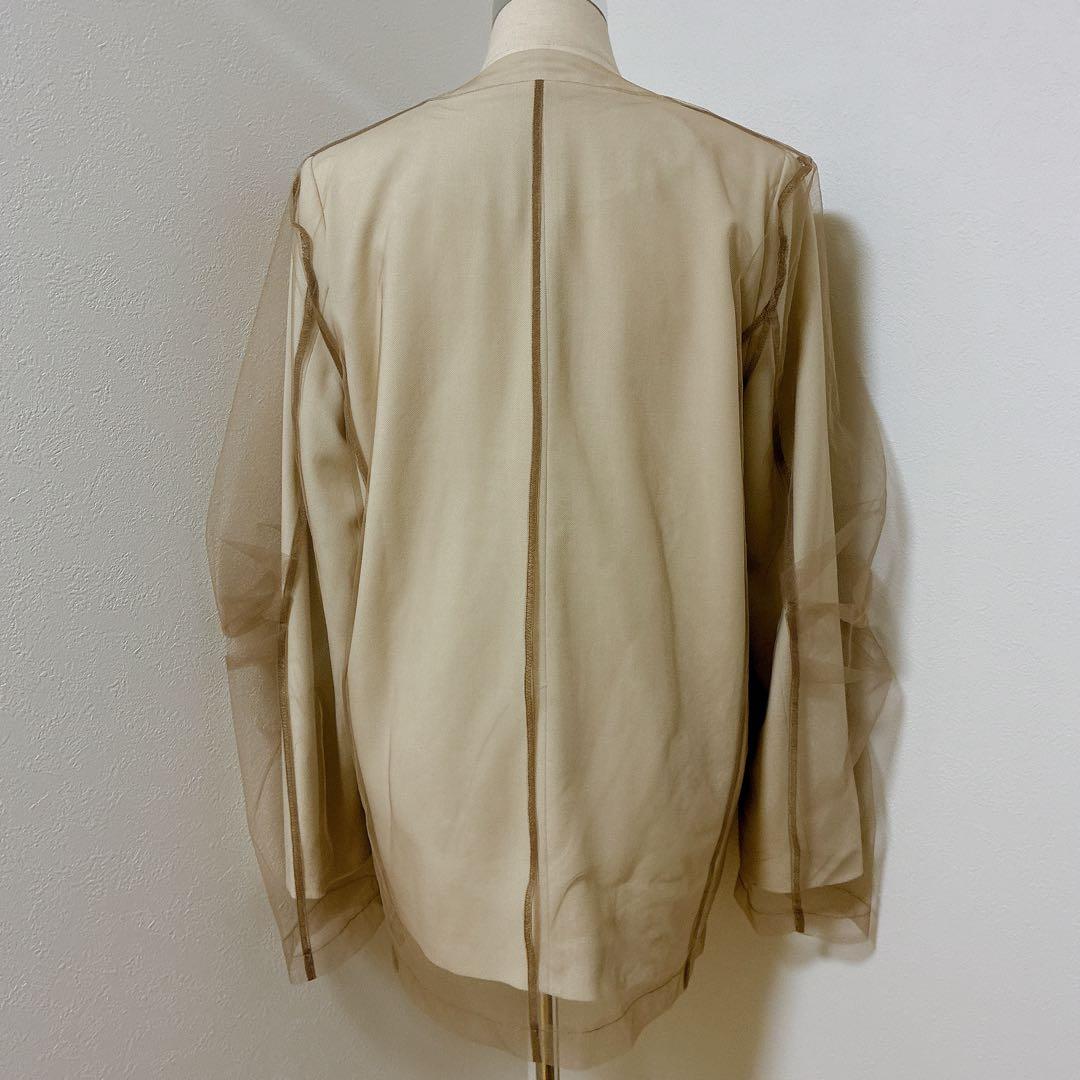 ANDRESD ベージュ　boxy layered tulle jacket