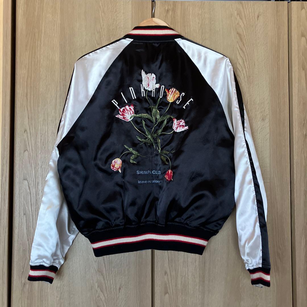 PINK HOUSE 花柄スカジャン ブラック/ホワイト