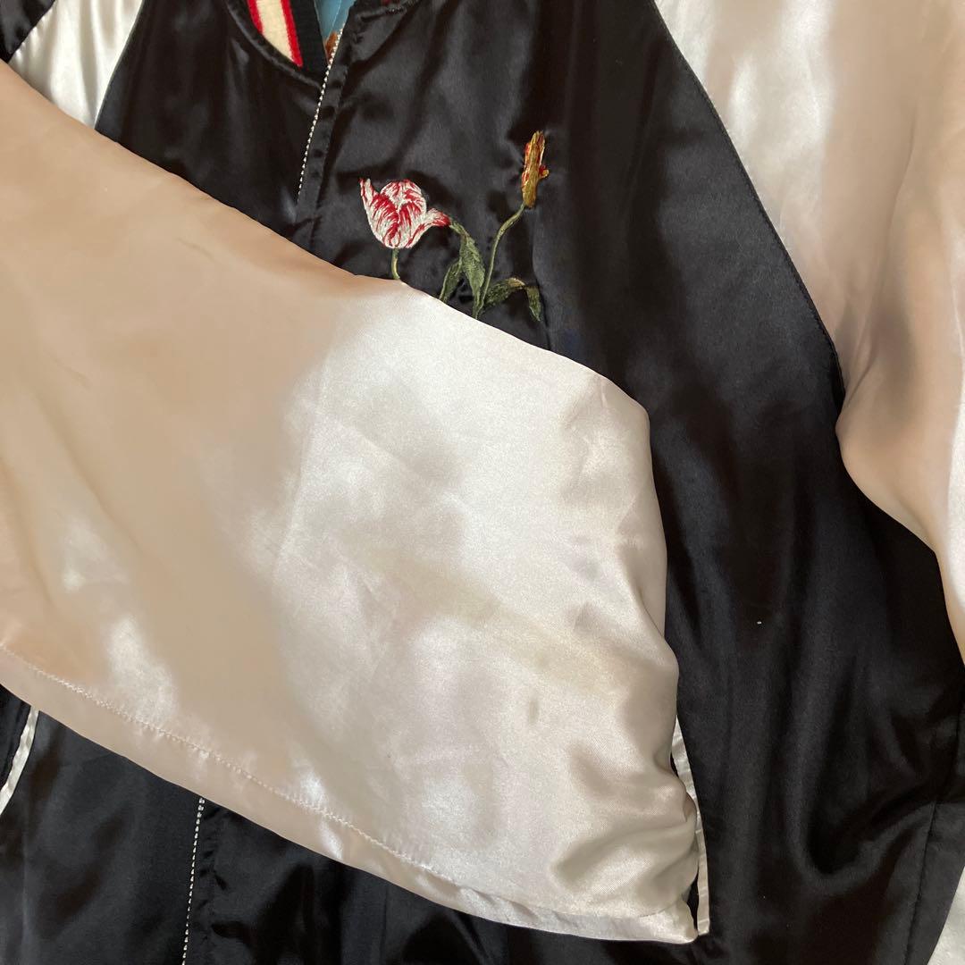 PINK HOUSE 花柄スカジャン ブラック/ホワイト