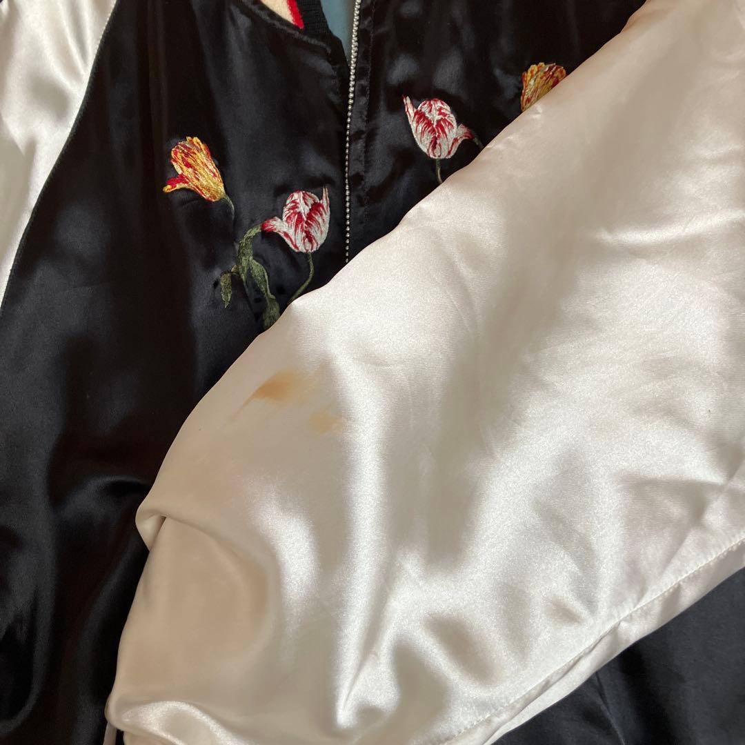 PINK HOUSE 花柄スカジャン ブラック/ホワイト