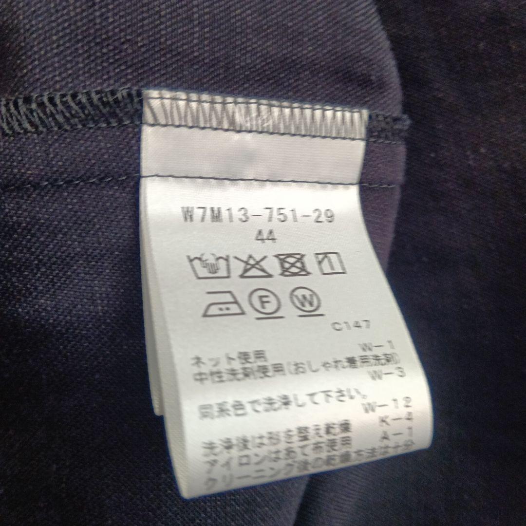 TO BE CHIC44 ネイビー 五分袖チュニックリボンパールボタン