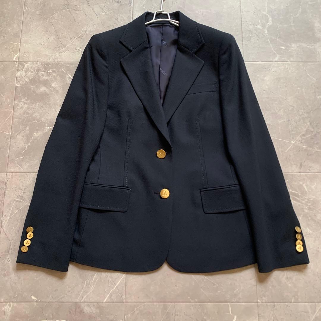 【美品】 アクアスキュータム　ジャケット　ウール　金ボタン　Aマーク　紺　9
