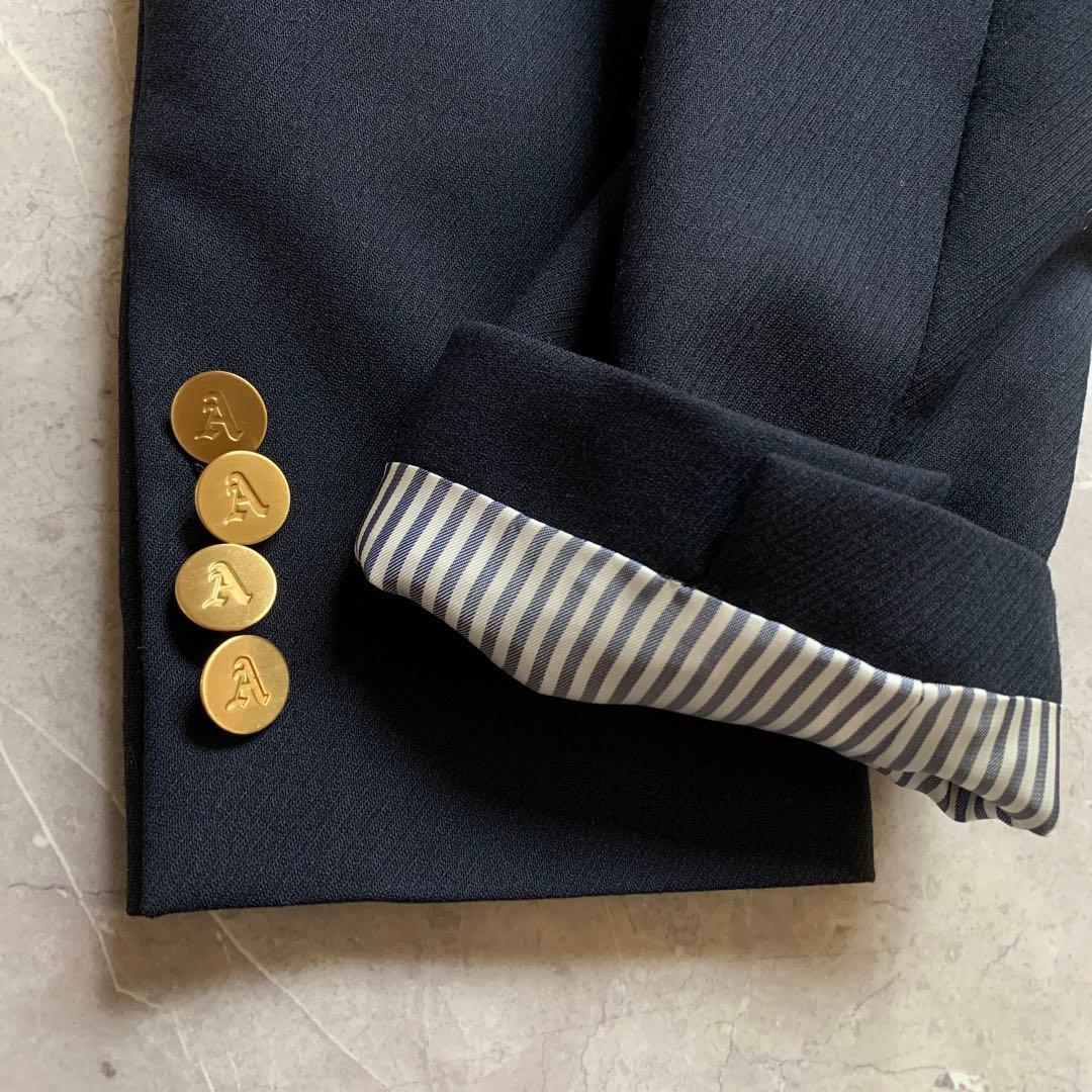 【美品】 アクアスキュータム　ジャケット　ウール　金ボタン　Aマーク　紺　9