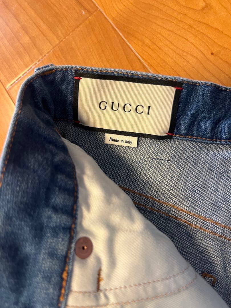 GUCCI チェリー刺繍 デニムショートパンツ