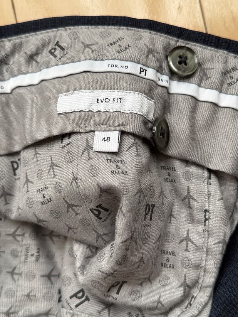 【最終価格】PT TORINO ネイビー ウィンドウペンチェック メンズ パンツ