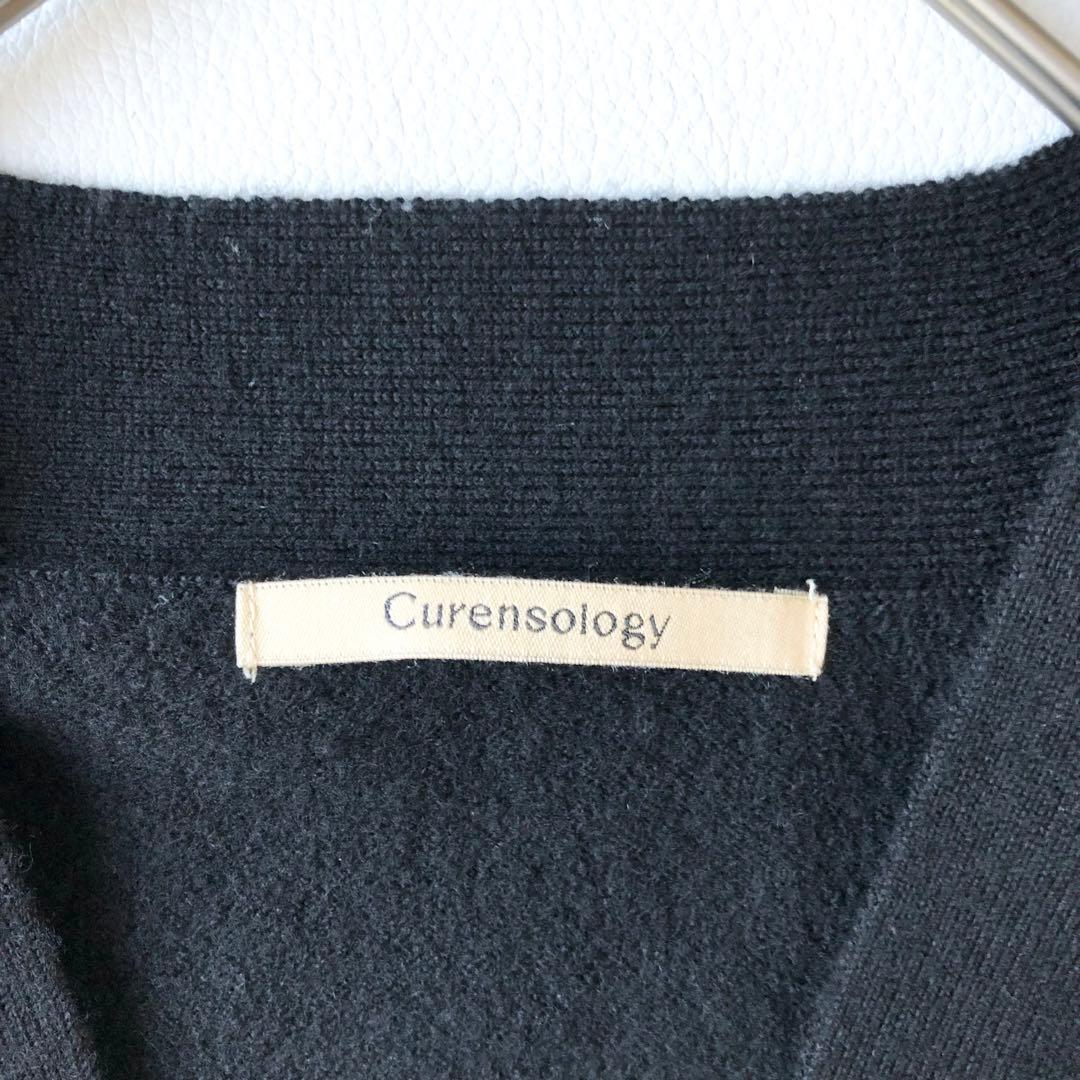 2762y美品カレンソロジー 24AW アッシュクウール金ボタンカーディガン 黒