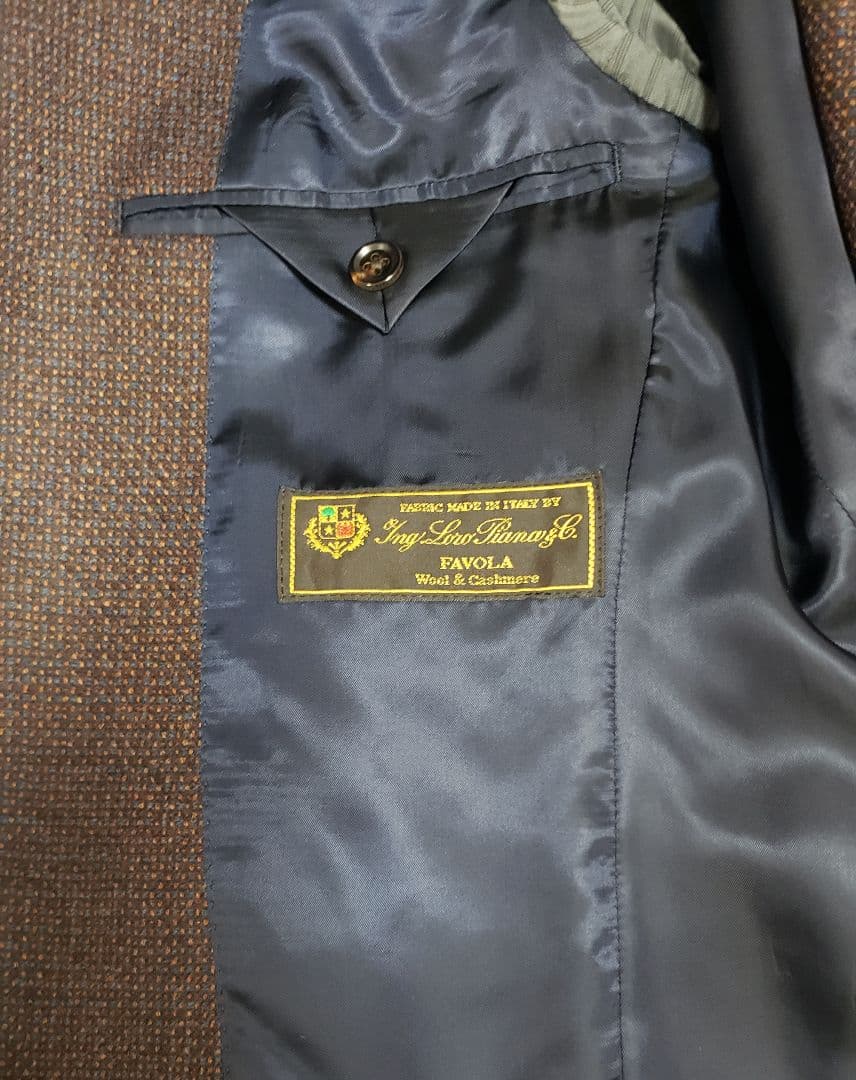 ロロピアーナ カシミヤ混ウール ダークブラウン テーラードジャケット