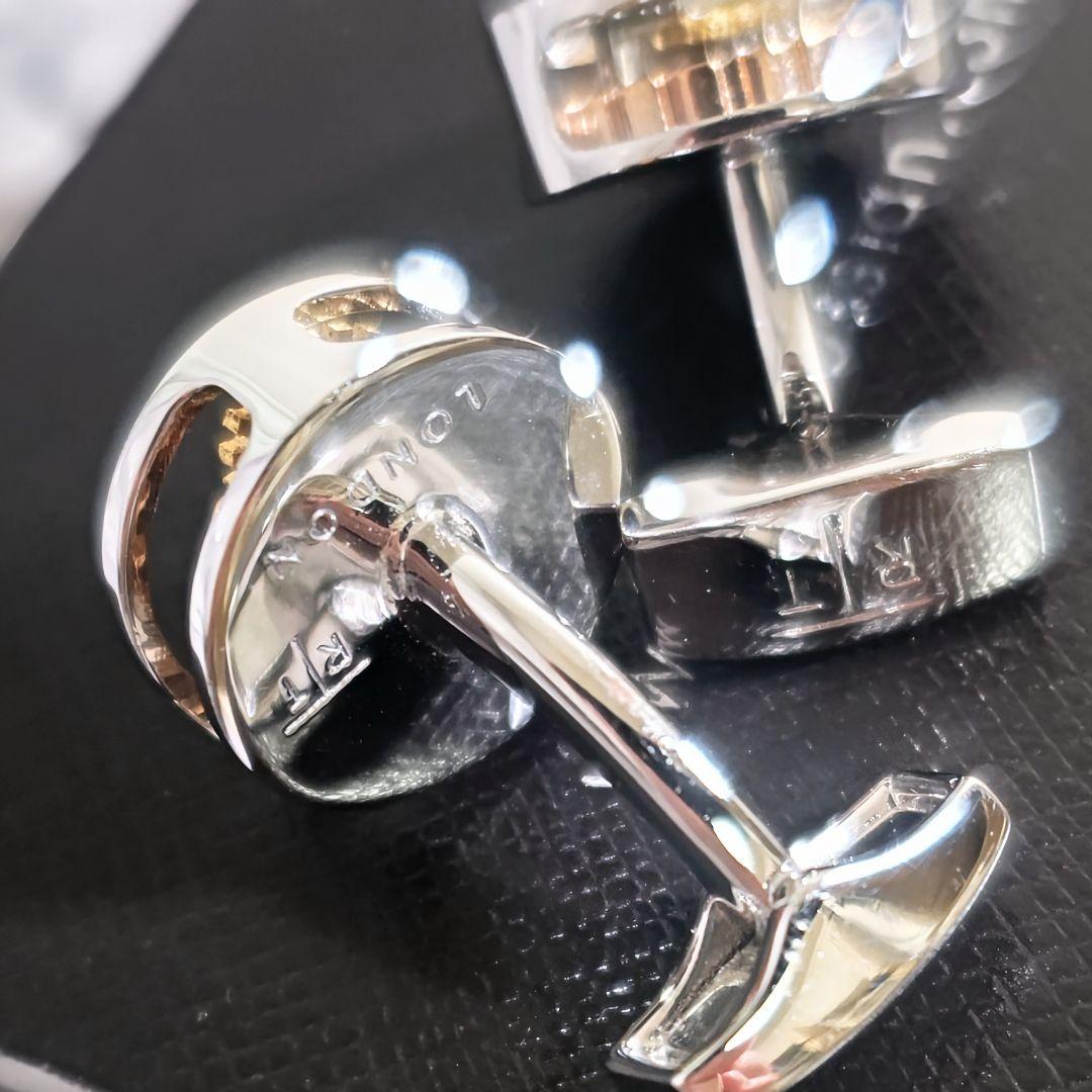 タテオシアンTATEOSSIANラウンド歯車ギアカフスボタン銀金シルバービジネス