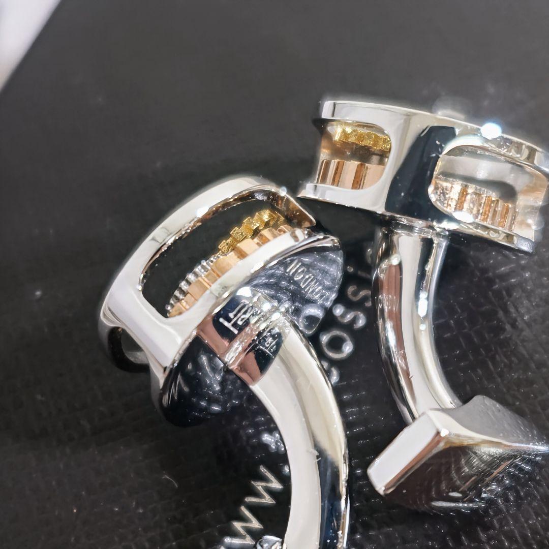 タテオシアンTATEOSSIANラウンド歯車ギアカフスボタン銀金シルバービジネス