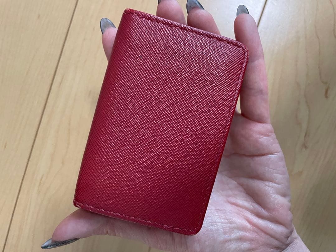 PRADA レザー 名刺入れ レッド