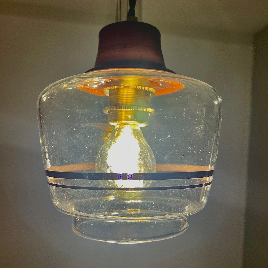 ペンダントランプ ペア ハリオ Hoya 昭和レトロ アップサイクル 照明器具