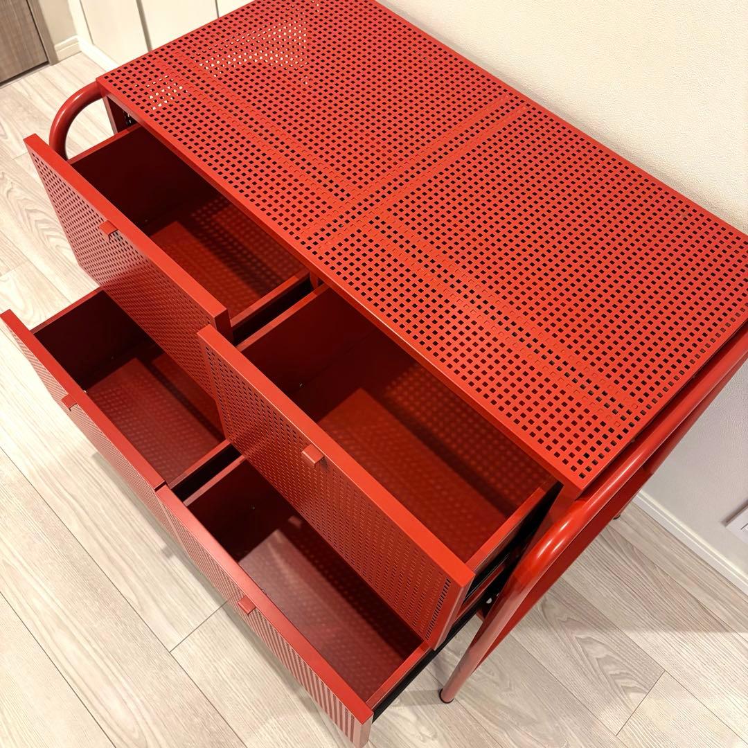 【廃盤品】IKEA キャビネット ニッケビー レッド
