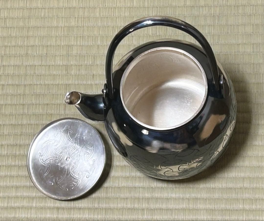 m*m様 茶道具 銀いぶし独楽繋水次薬缶やかん水注薬缶 銀製 清五郎作