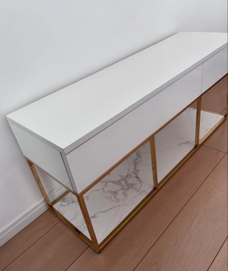 【美品】ホワイトモダンテレビボード 引き出し付き