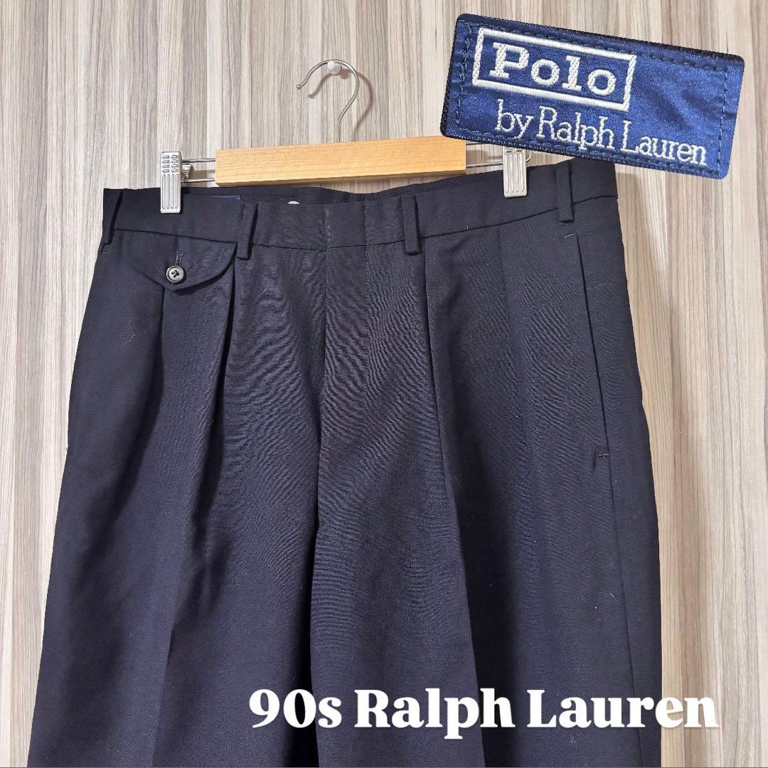【入手困難】 90s ポロラルフローレン スラックスパンツ チノパン ネイビー