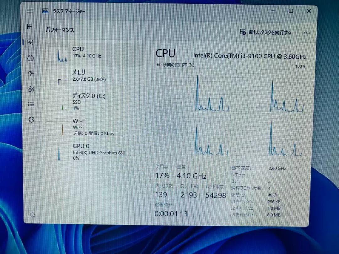 B100 DELL PC 第9世代i3/8GB/SSD256GB/win11