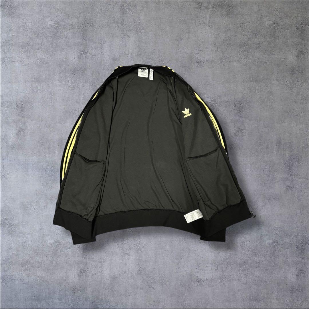 希少▲2XL アディダス ベロア トラックジャケット 黒 金 刺繍ロゴ 常田大希
