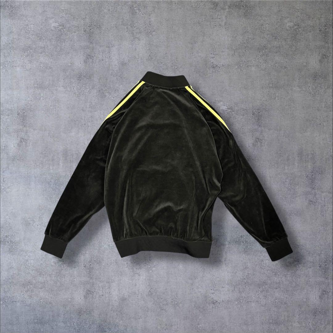 希少▲2XL アディダス ベロア トラックジャケット 黒 金 刺繍ロゴ 常田大希