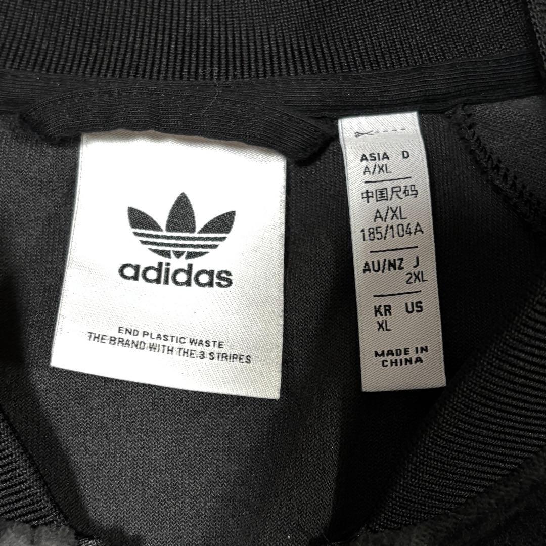 希少▲2XL アディダス ベロア トラックジャケット 黒 金 刺繍ロゴ 常田大希