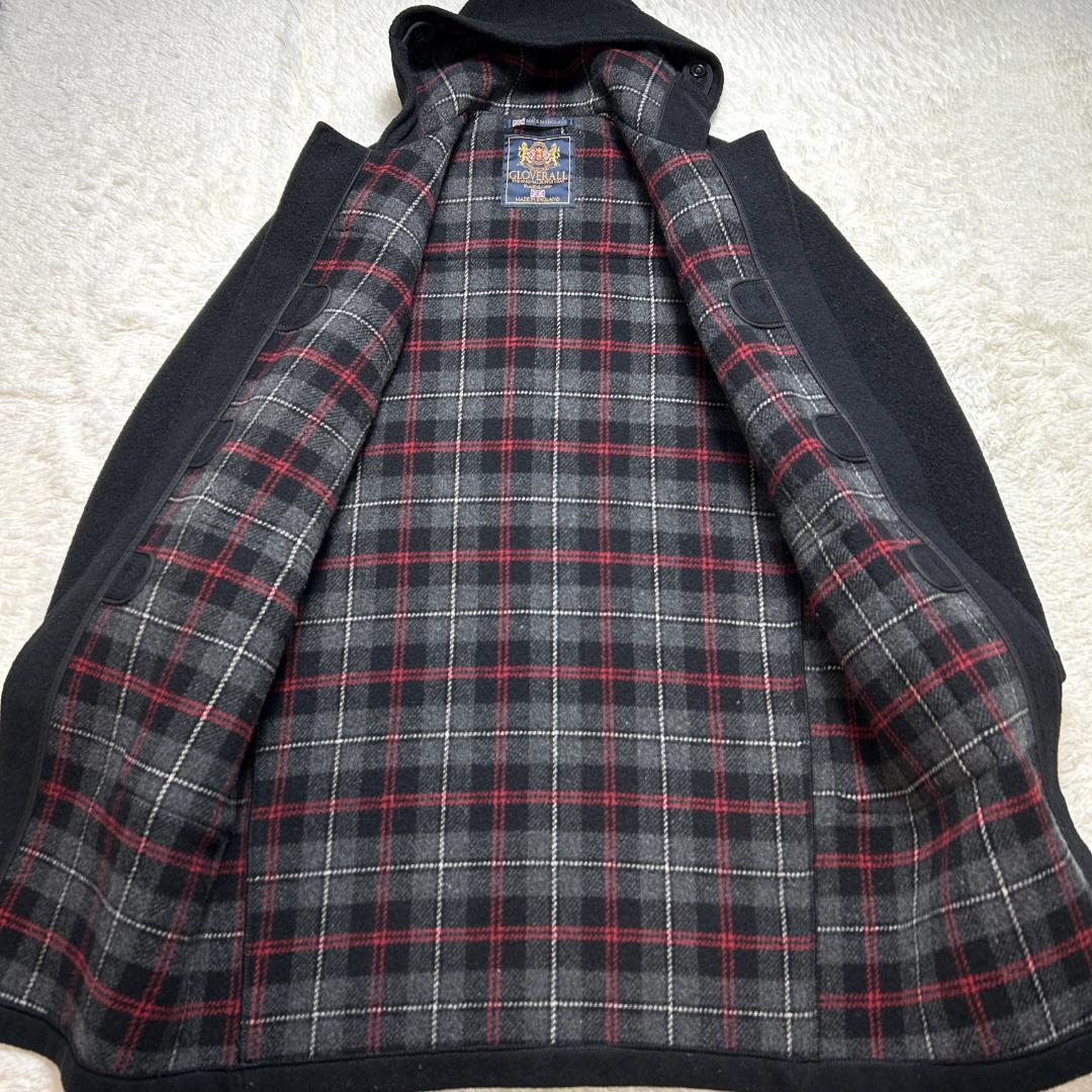 美品✨グローバーオール ダッフルコート ロング丈 チェック柄 トグル L相当
