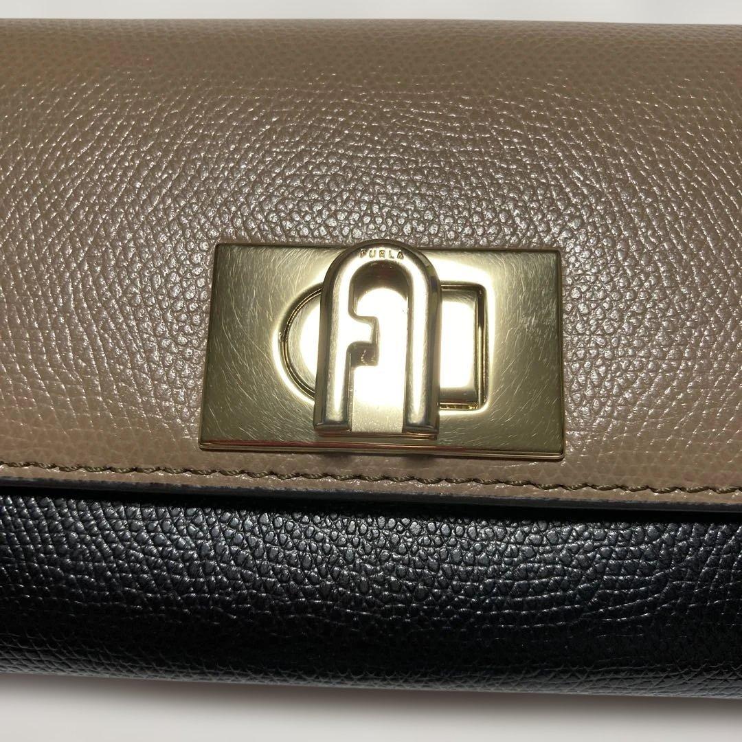 フルラ 長財布 黒ベージュ 美品