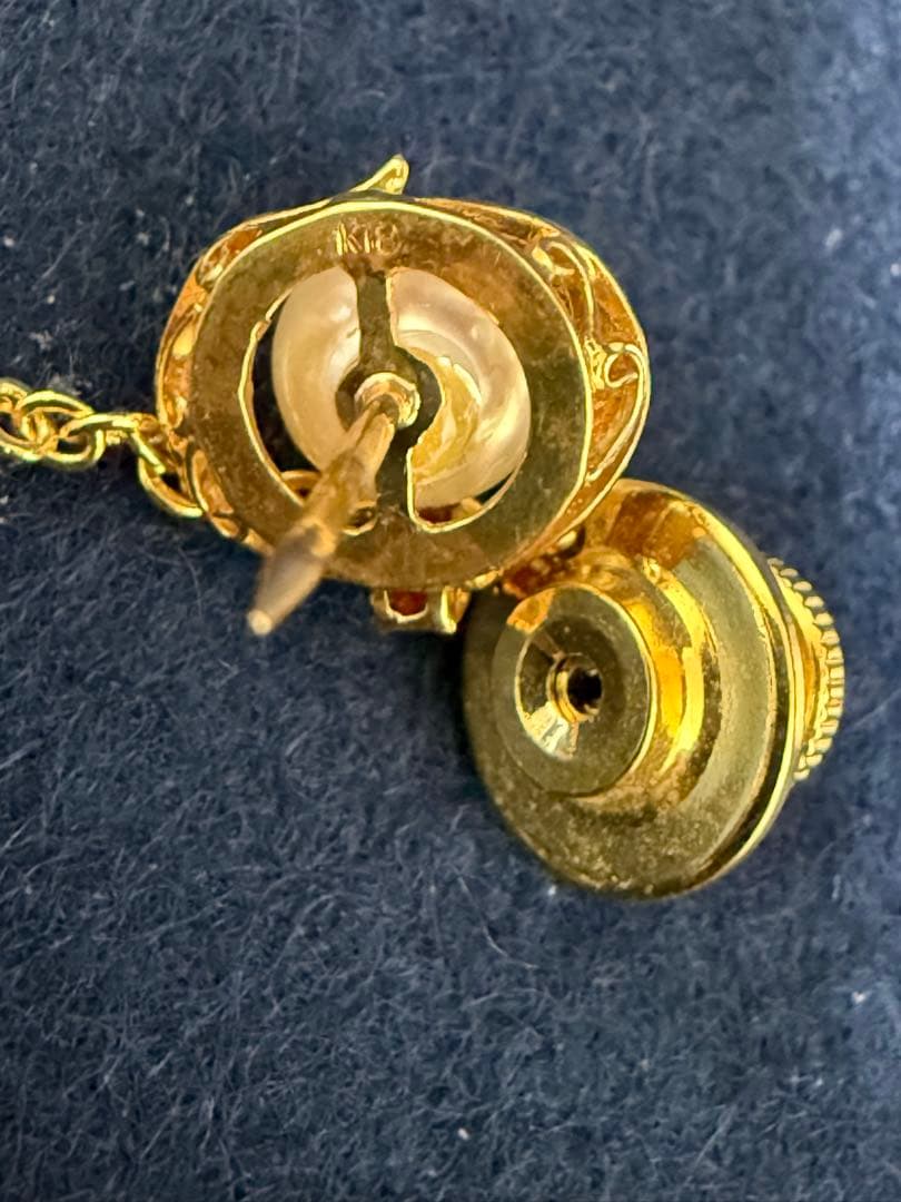 K18 タイピン パール 真珠 ルビー 総重量約3.8g