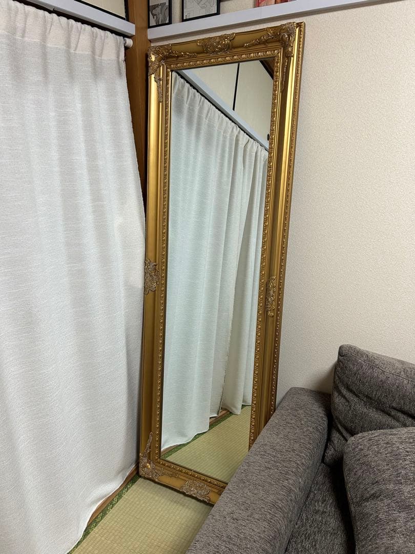 アンティーク調 バロックスタイル 金色全身鏡