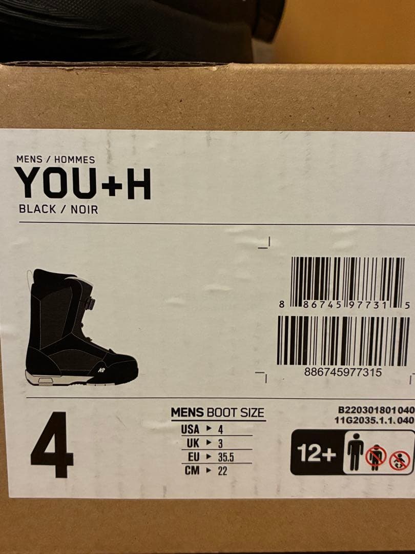 K2 YOU+H ２２センチ〜２３センチ ブラック 子ども用ブーツ