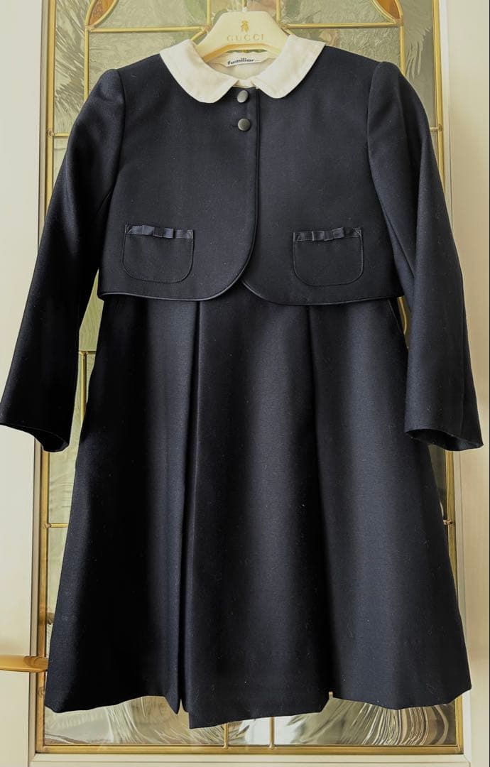 美品　ファミリア　小学校受験　ボレロ　アンサンブル　ワンピース　濃紺