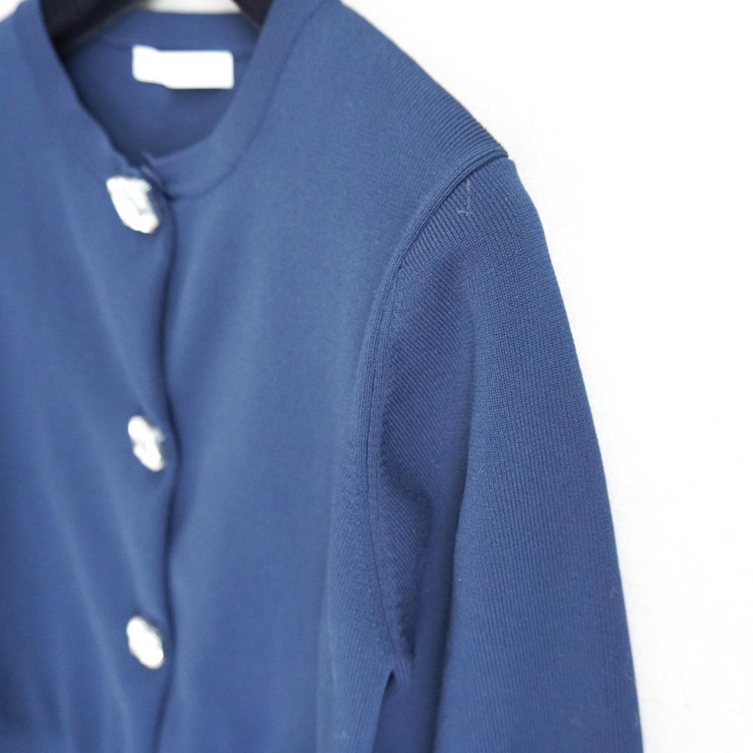 未使用級✨️ JENNE リッチビジューニットカーデ ネイビー S 上品 華やか