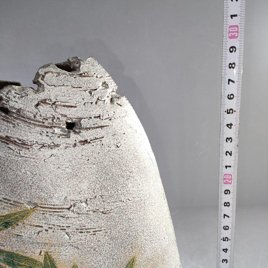 A1213-11/九谷焼/谷敷正人 造/雅彩石楠花文扁壷/花瓶/花器/華道具/