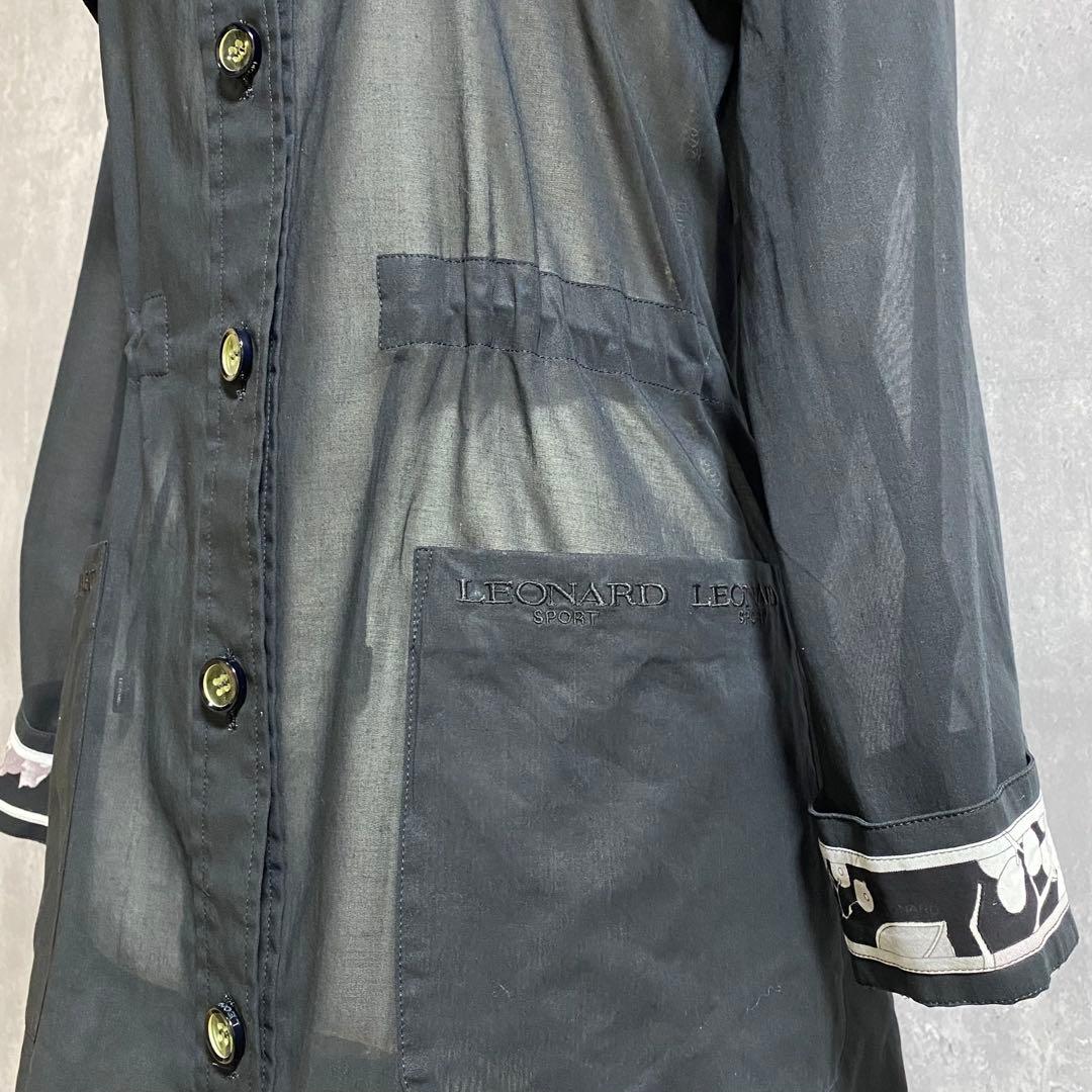 LEONARD SPORT スタンドカラー コート シアー素材 黒 L