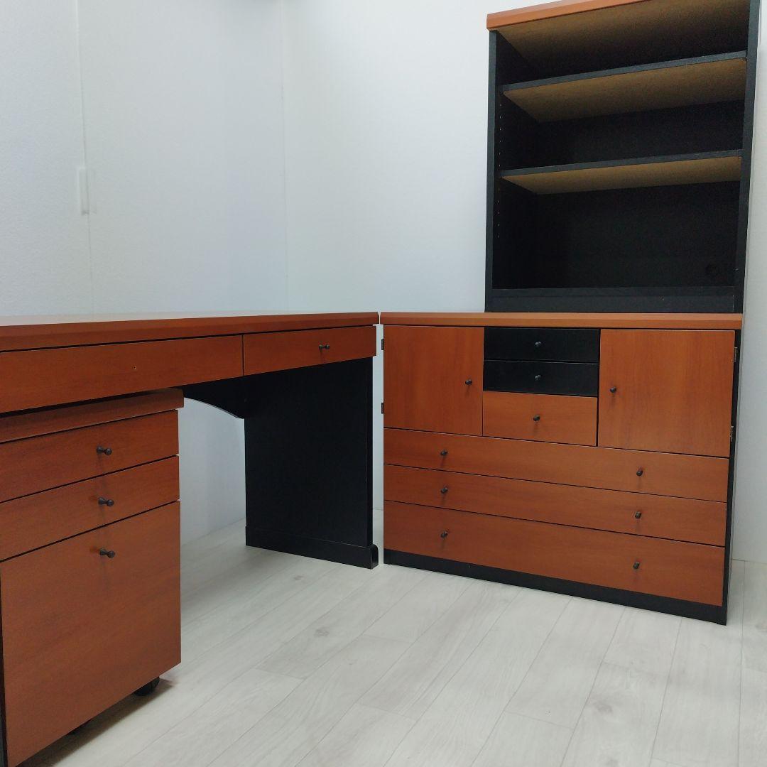 ③チェスト　パソコンデスク システムデスク 棚 チェスト 大型 モダン