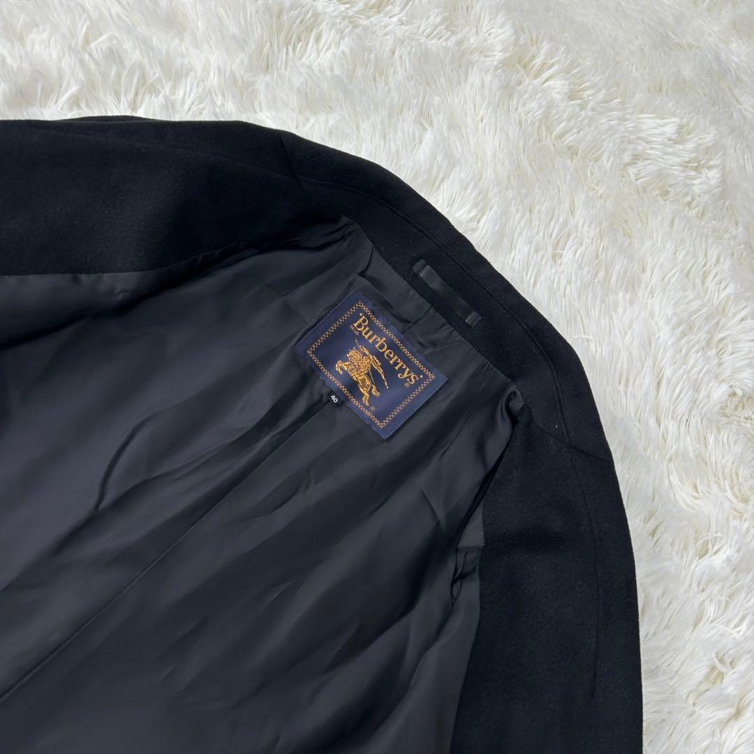 【極美品/L】バーバリー チェスターコート アウター アンゴラ混 Aライン 黒